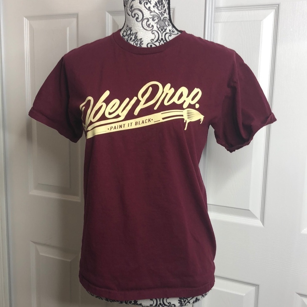 Obey‎ Prop Burgundy Paint it Black T Shirt S